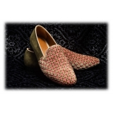Nicolao Atelier - Slipper in Silk Velvet - Pink Moss Green Man - Shoe - Made in Italy - Luxury Exclusive Collection