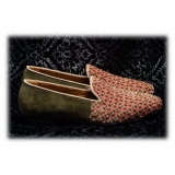 Nicolao Atelier - Slipper in Silk Velvet - Pink Moss Green Man - Shoe - Made in Italy - Luxury Exclusive Collection