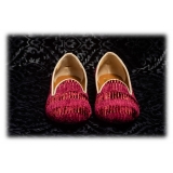 Nicolao Atelier - Velvet Striped Slipper Shoe - Bordeaux Woman - Shoe - Made in Italy - Luxury Exclusive Collection