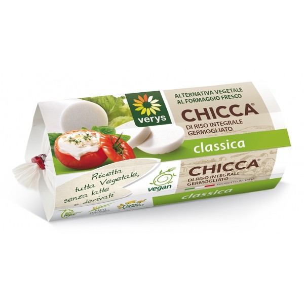 Verys - Chicca Classica - Mozzarella Vegana di Riso - Formaggio a Base di Riso Integrale Germogliato - Vegan Bio - 200 g