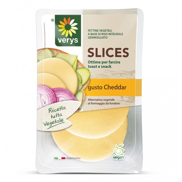 Verys - VerySlices Cheddar Taste - Vegan Slices of Rice - Vegan Cheese Originated from Germinated Rice - Vegan Organic - 80 g