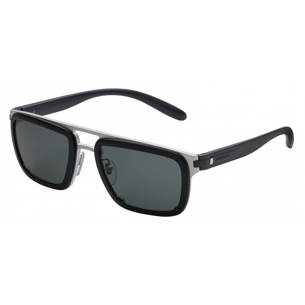 Bulgari - Rectangular Aluminum Sunglasses - Black Grey - Sunglasses - Bulgari Eyewear