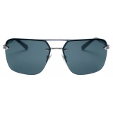 Bulgari - Bvlgari Bvlgari Rectangular Metal Sunglasses - Blue Silver - Sunglasses - Bulgari Eyewear