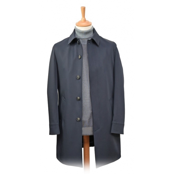 Fefè Napoli - Dark Blue Technical Trench Coat - Jackets - Handmade in Italy - Luxury Exclusive Collection
