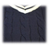 Fefè Napoli - Cambridge Blue Jersey - Knitwear - Handmade in Italy - Luxury Exclusive Collection