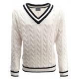 Fefè Napoli - Cambridge White Jersey - Knitwear - Handmade in Italy - Luxury Exclusive Collection