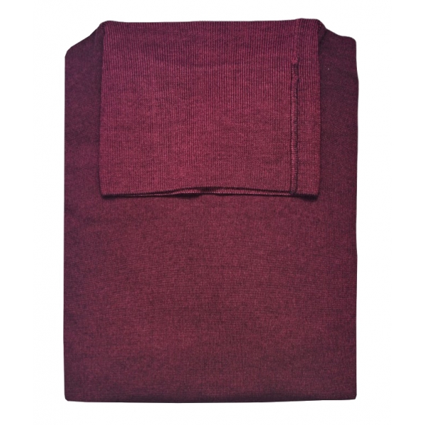 Fefè Napoli - Burgundy Turtleneck Sweater - Knitwear - Handmade in Italy - Luxury Exclusive Collection
