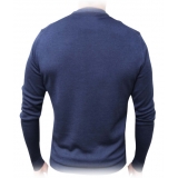 Fefè Napoli - The Posillipo Blue Sweater - Knitwear - Handmade in Italy - Luxury Exclusive Collection