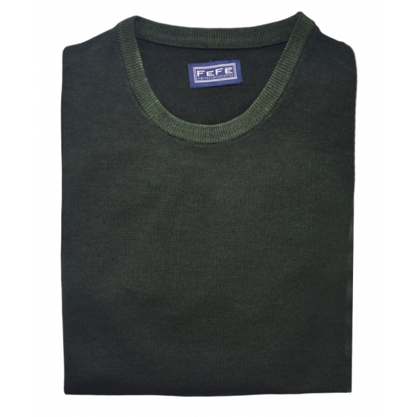 Fefè Napoli - The Posillipo Green Forest Sweater - Knitwear - Handmade in Italy - Luxury Exclusive Collection