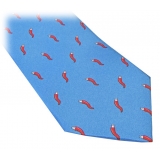 Fefè Napoli - Light-Blue Lucky Horns Scaramantia Silk Tie - Ties - Handmade in Italy - Luxury Exclusive Collection