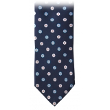 Fefè Napoli - Blue Flower Dandy Silk Tie - Ties - Handmade in Italy - Luxury Exclusive Collection