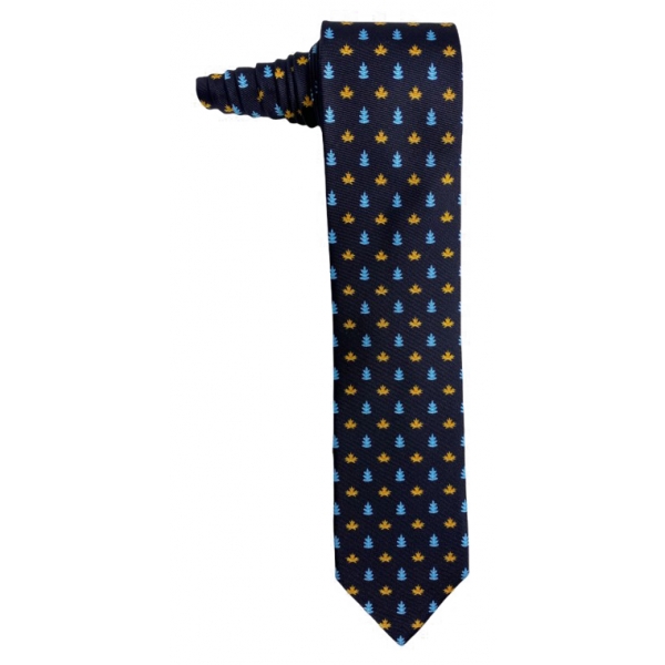 Fefè Napoli - Blue Autumn Dandy Silk Tie - Ties - Handmade in Italy - Luxury Exclusive Collection