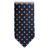 Fefè Napoli - Blue Autumn Dandy Silk Tie - Ties - Handmade in Italy - Luxury Exclusive Collection