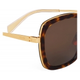 Céline - Metal Frame 21 Sunglasses in Metal and Acetate - Red Havana Gold - Sunglasses - Céline Eyewear