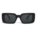 Céline - Square S213 Sunglasses in Acetate with Crystals - Black - Sunglasses - Céline Eyewear