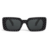Céline - Square S213 Sunglasses in Acetate with Crystals - Black - Sunglasses - Céline Eyewear