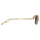 Bottega Veneta - Metal Rectangular Sunglasses - Gold Grey - Sunglasses - Bottega Veneta Eyewear