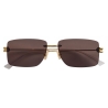 Bottega Veneta - Occhiali da Sole Rettangolare in Metallo - Oro Grigio - Occhiali da Sole - Bottega Veneta Eyewear