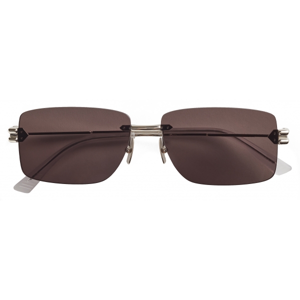 Bottega Veneta - Metal Rectangular Sunglasses - Silver Grey - Sunglasses - Bottega Veneta Eyewear