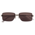 Bottega Veneta - Metal Rectangular Sunglasses - Silver Grey - Sunglasses - Bottega Veneta Eyewear