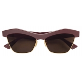 Bottega Veneta - Acetate & Metal Cat-Eye Sunglasses - Burgundy Red - Sunglasses - Bottega Veneta Eyewear
