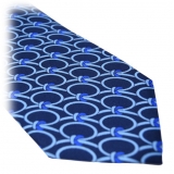 Fefè Napoli - Blue Medallion Dandy Silk Tie - Ties - Handmade in Italy - Luxury Exclusive Collection