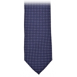Fefè Napoli - Blue White Pois Gentleman Silk Tie - Ties - Handmade in Italy - Luxury Exclusive Collection