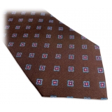 Fefè Napoli - Brown Quatrefoil Gentleman Silk Tie - Ties - Handmade in Italy - Luxury Exclusive Collection
