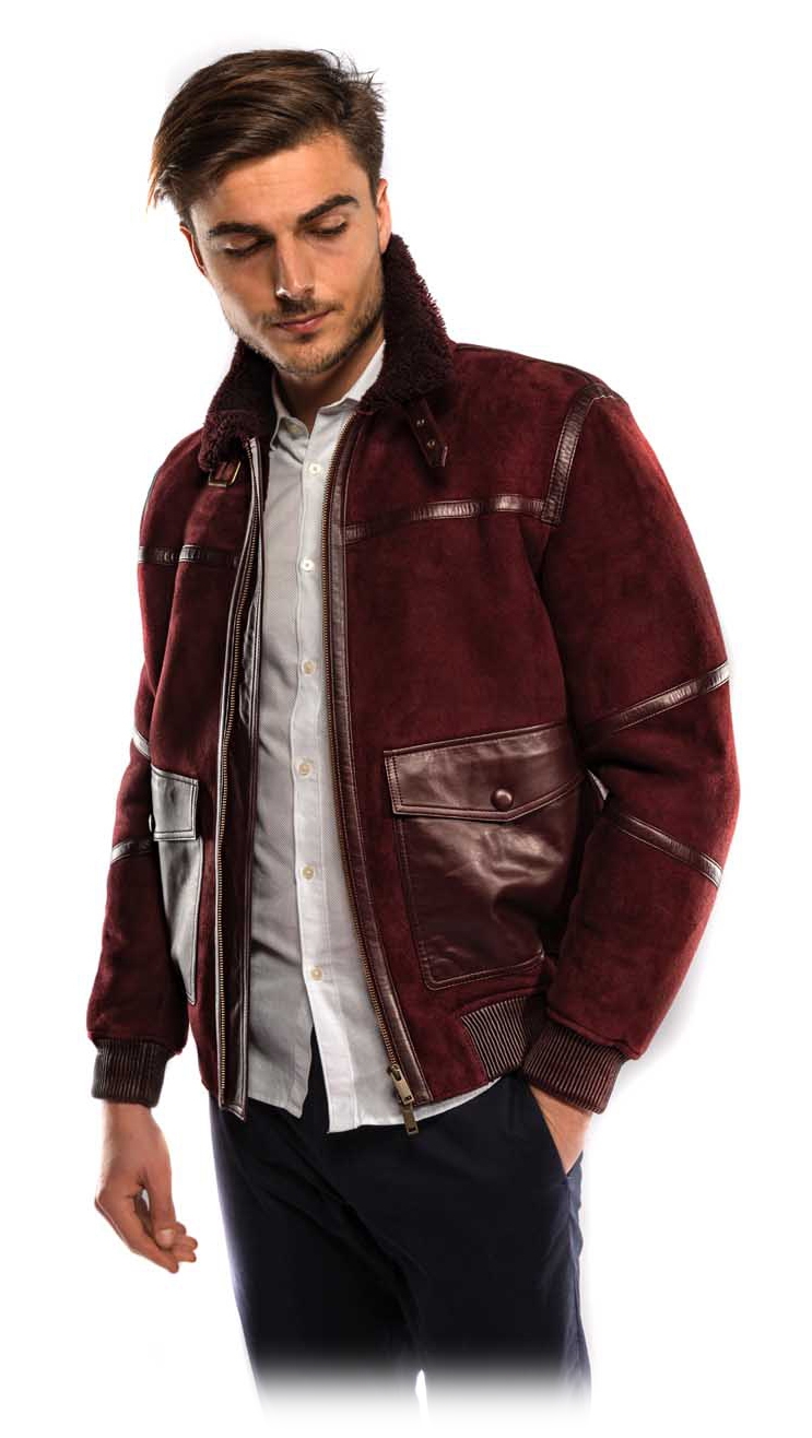 Wool Double Breasted Burgundy Coat Mens - Jackets Masters