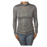 Patrizia Pepe - High Collar Sweater in Laminated Fabric - Grey - Pullover - Made in Italy - Luxury Exclusive Collection