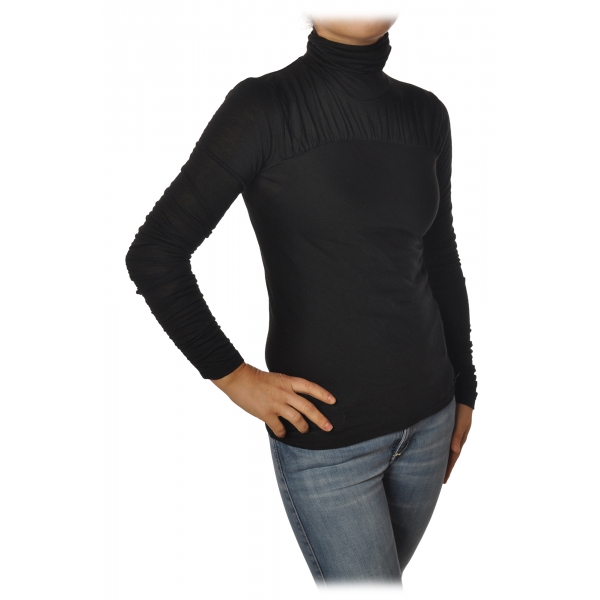 Patrizia Pepe - Sweater with Draping Detail - Black - Pullover - Made in Italy - Luxury Exclusive Collection