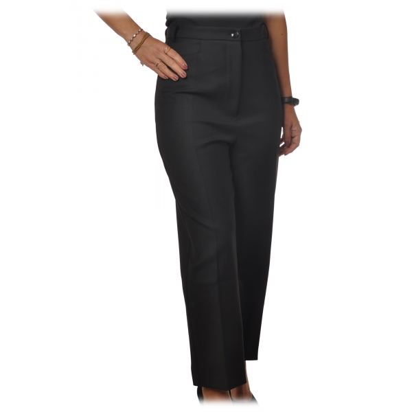 Patrizia Pepe - Straight Trousers with Soft Leg - Black - Trousers - Made in Italy - Luxury Exclusive Collection