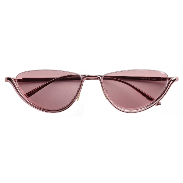 Bottega Veneta - Metal Half-Rim Sunglasses - Pink - Sunglasses - Bottega Veneta Eyewear