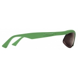 Bottega Veneta - Occhiali da Sole Ovali Sportivi in Acetato - Verde Acceso Grigio - Occhiali da Sole - Bottega Veneta Eyewear