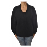 Patrizia Pepe - Sweater with Deep V Neckline - Black - Pullover - Made in Italy - Luxury Exclusive Collection