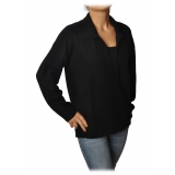 Patrizia Pepe - Sweater with Deep V Neckline - Black - Pullover - Made in Italy - Luxury Exclusive Collection