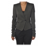 Patrizia Pepe - Short Collarless Jacket - Black/White - Jacket - Made in Italy - Luxury Exclusive Collection