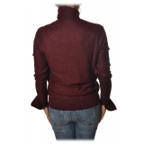 Patrizia Pepe - High Neck Sweater with Micro Sequins - Bordeaux - Pullover - Made in Italy - Luxury Exclusive Collection