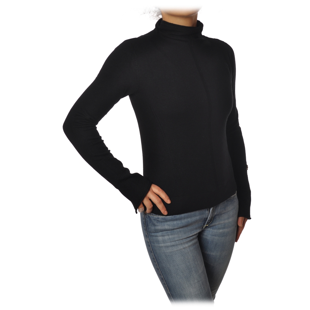 Patrizia Pepe - Crater Neck Sweater - Black - Pullover - Made in Italy ...