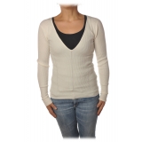 Patrizia Pepe - Elasticized Sweater with V-neck - White - Pullover - Made in Italy - Luxury Exclusive Collection