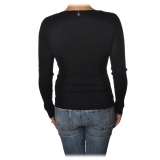 Patrizia Pepe - Elasticized Sweater with V-neck - Black - Pullover - Made in Italy - Luxury Exclusive Collection