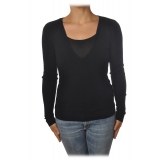 Patrizia Pepe - Elasticized Sweater with V-neck - Black - Pullover - Made in Italy - Luxury Exclusive Collection