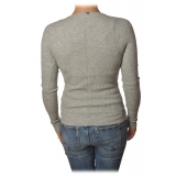 Patrizia Pepe - Elasticized Sweater with V-neck - Grey - Pullover - Made in Italy - Luxury Exclusive Collection