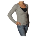 Patrizia Pepe - Elasticized Sweater with V-neck - Gray - Pullover - Made in Italy - Luxury Exclusive Collection