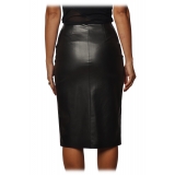 Patrizia Pepe - Midi Sheath Skirt in Faux Leather - Black - Skirt - Made in Italy - Luxury Exclusive Collection