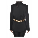 Patrizia Pepe - Double Breasted Jacket with Chain Detail - Black - Jacket - Made in Italy - Luxury Exclusive Collection