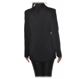 Patrizia Pepe - Double Breasted Collarless Jacket - Black - Jacket - Made in Italy - Luxury Exclusive Collection