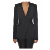 Patrizia Pepe - Double Breasted Collarless Jacket - Black - Jacket - Made in Italy - Luxury Exclusive Collection