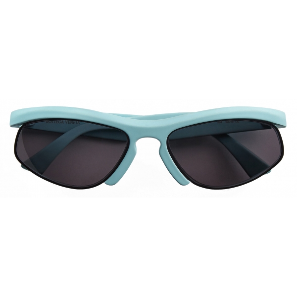 Bottega Veneta - Occhiali da Sole Ovali Sportivi in Acetato - Azzurro Grigio - Occhiali da Sole - Bottega Veneta Eyewear