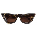 Bottega Veneta - Acetate Pointed Cat-Eye Sunglasses - Havana Brown - Sunglasses - Bottega Veneta Eyewear